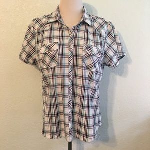 Harley Davidson Short Sleeve Plaid Shirt Size L